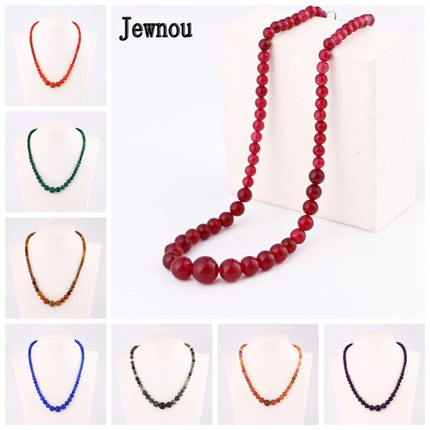 Jewnou Agate Necklace Natural Stone Beaded Choker Onyx Rolo Chain Fine Gemstone Accessories Fashion Lady Rainbow Jewelry | Украшения и