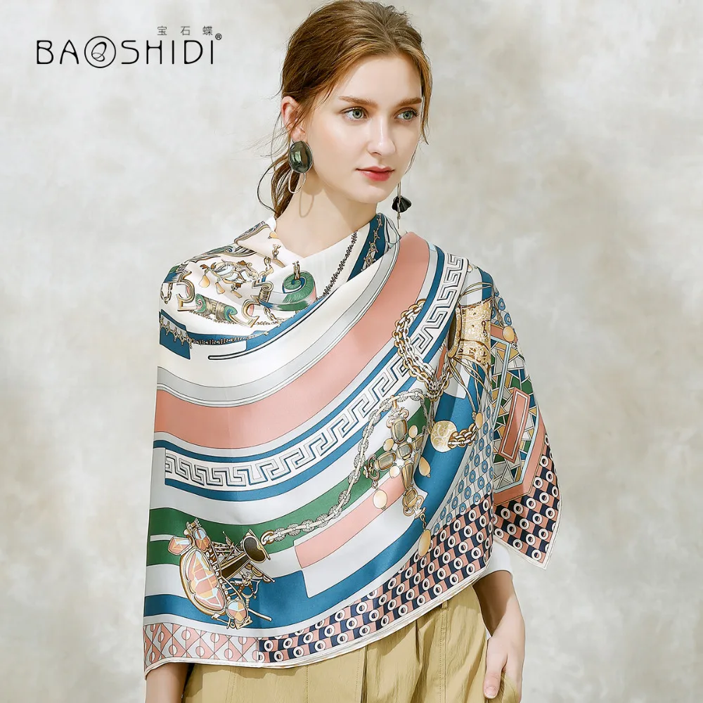 Женский шарф ручной работы BAOSHIDI из 100% шелка Элегантная Шелковая шаль|brand women