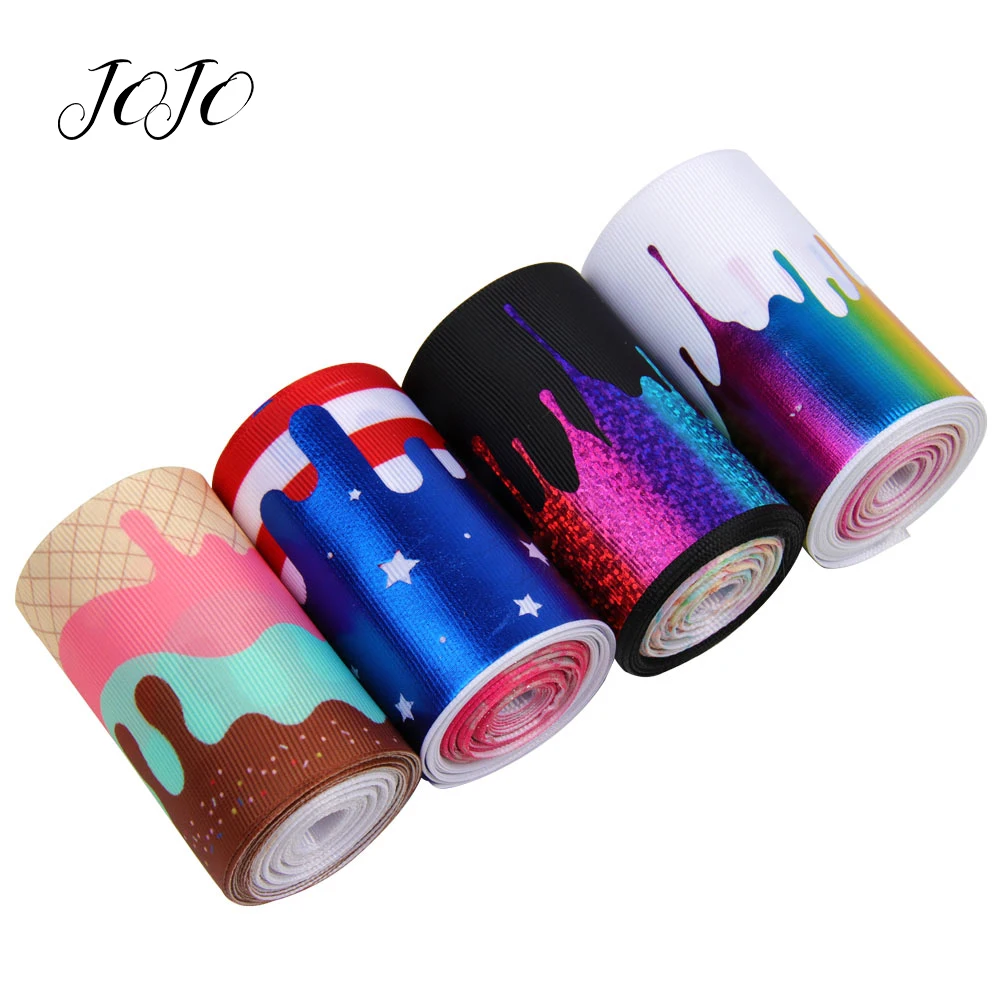 

JOJO BOWS 75mm 2y Grosgrain Ribbon Cream Star Stripe Printed Bronzing Tape For Handmade Crafts Gift Card Wrapping DIY Hair Bows
