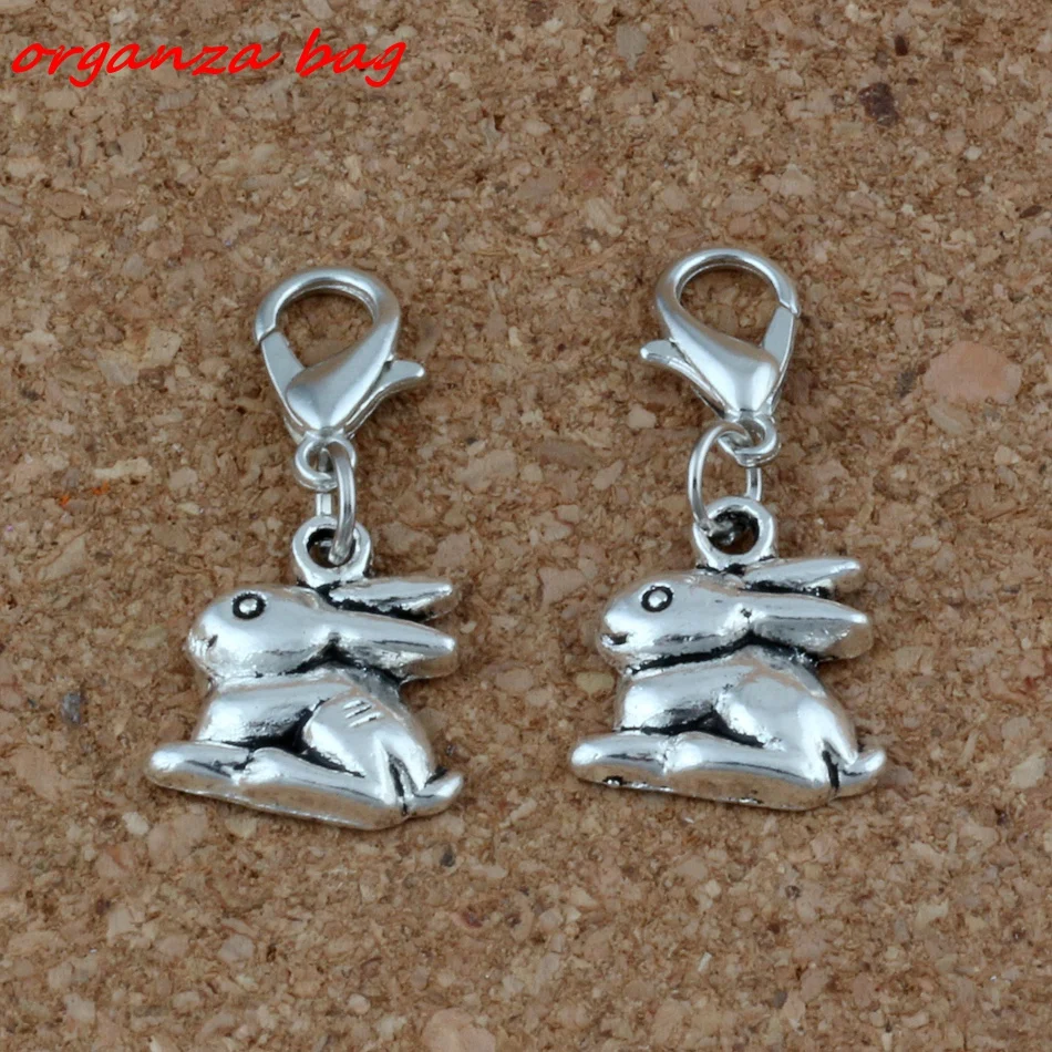

MIC 100Pcs Alloy Bunny Rabbit Charms Bead with Lobster clasp Fit Charm Bracelet 13 x 28mm DIY Jewelry A-226b
