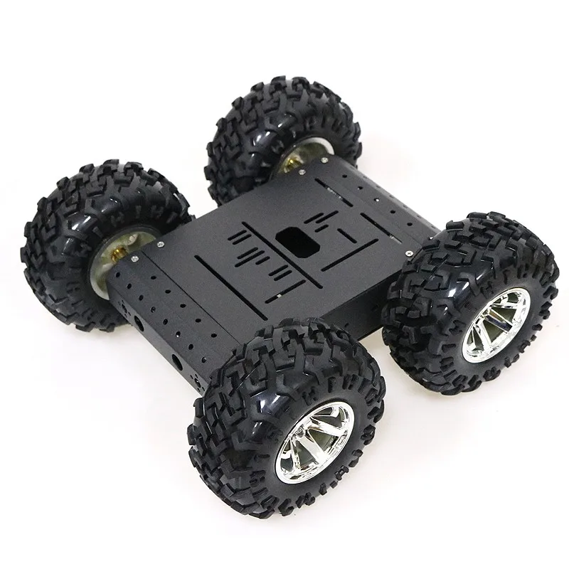 Комплект шасси автомобиля 4WD Smart Robot RC черные колеса из алюминиевого сплава +