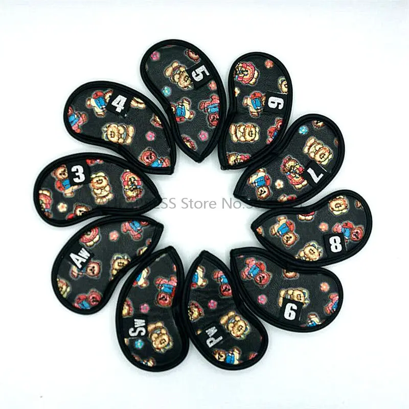 Новинка 10 шт./лот Медвежонок клюшки для гольфа Headcovers искусственная кожа клюшек