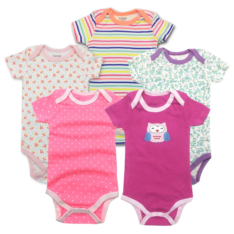 

5 pcs/lot Baby Short-sleeve bodysuit baby boy jumpsuit Newborn baby cotton Jumpsuits & baby bodysuit