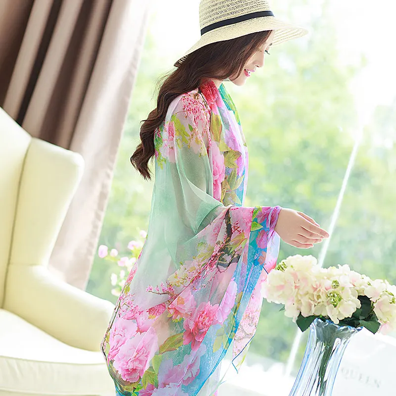 

196*125cm plus size Summer Brand Scarves Chiffon Wearable Beach Multifunction Shawl for Women Printing Cachecol Relogio Feminino