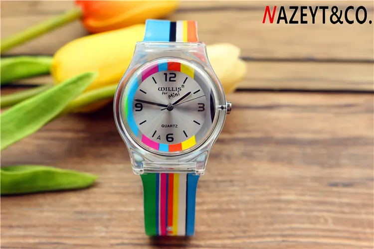 rainbow Модные Простые Спортивные часы для мальчиков и девочек Водонепроницаемые силиконовые студенческие часы водонепроницаемые женские детские аналоговые часы - Цвет: rainbow
