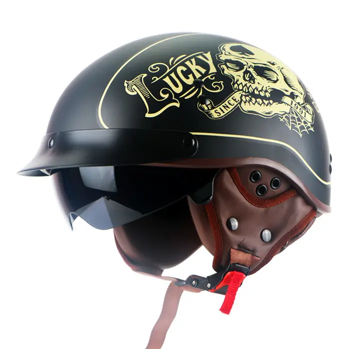 TORC T55 винтажные moto rcycle шлем Vespa Винтаж harley Лето Половина шлем с внутренним козырек струи Ретро мотоциклетный шлем в горошек - Цвет: OLD BANNER Ear Hood