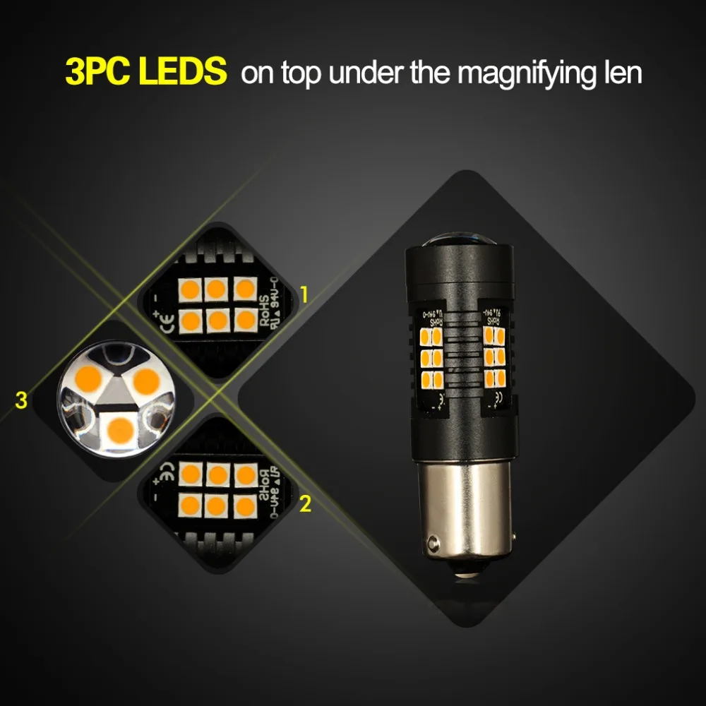 2x PY21W светодиодный 1156 BAU15S лампы 21SMD Автомобильные тормоза поворота Фары заднего