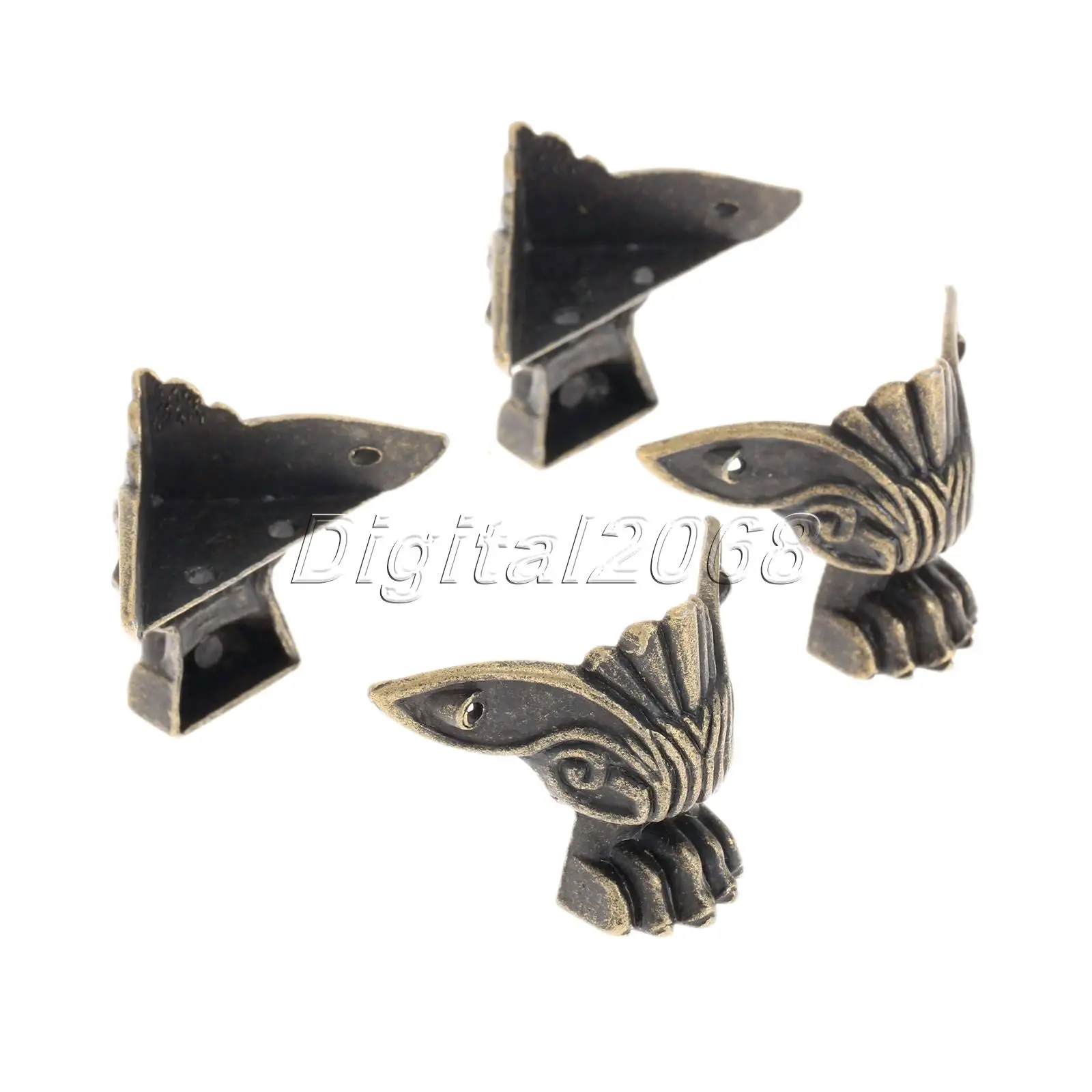 

4pcs 49x26x41mm Mini Mental Bronze Corner Protector Jewelry Box Gift Wine Chest Box Wood Case Decorative Feet Leg Corner Guard