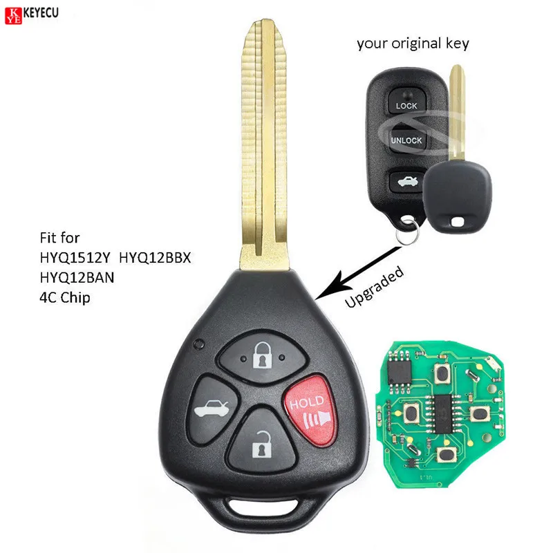 Keyecu обновлен Smart Remote брелок для Toyota Avalon 1998 1999 2000 2001 2002 2003 2004-FCC: HYQ12BBX HYQ12BAN HYQ1512Y
