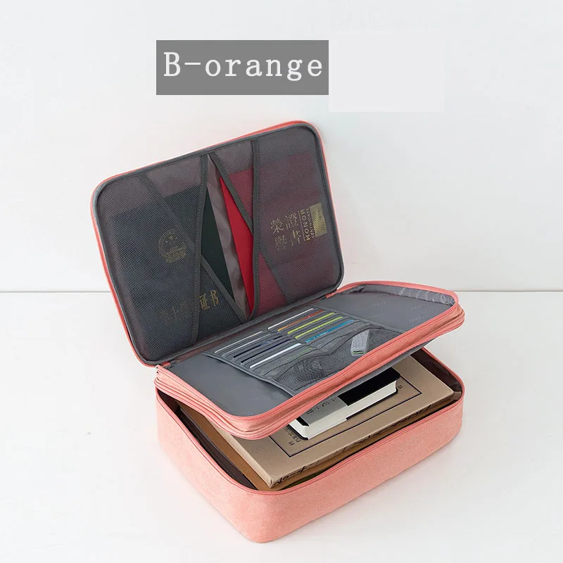B-orange JXSLTC catiic многофункциональное хранение документов сумка многослойная большая емкость для хранения билета файл счет паспортный сортировочный мешок - Цвет: B-orange
