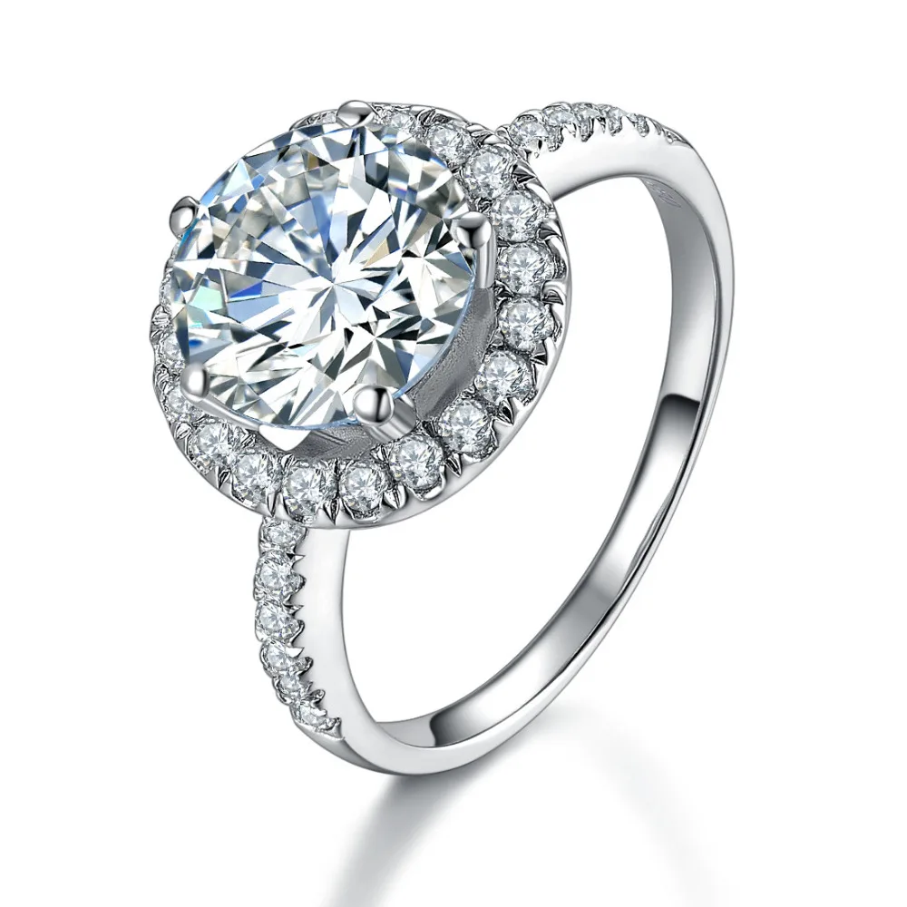Бриллиант forever 3Ct круглое кольцо цельное 925 пробы Серебряное обручальное белого