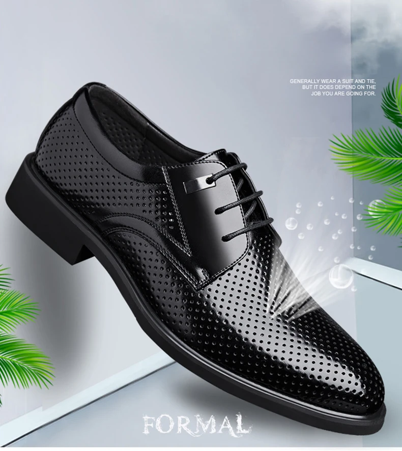 Summer Black Misalwa/сезон весна-лето; Классические Мужские модельные туфли в стиле дерби; дышащая обувь; большие размеры 47, 48, 49; Повседневная обувь в деловом стиле - Цвет: Summer Black