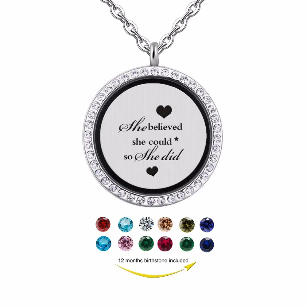 Она верила что сможет... Плавающий Медальон ювелирные изделия подарок другу