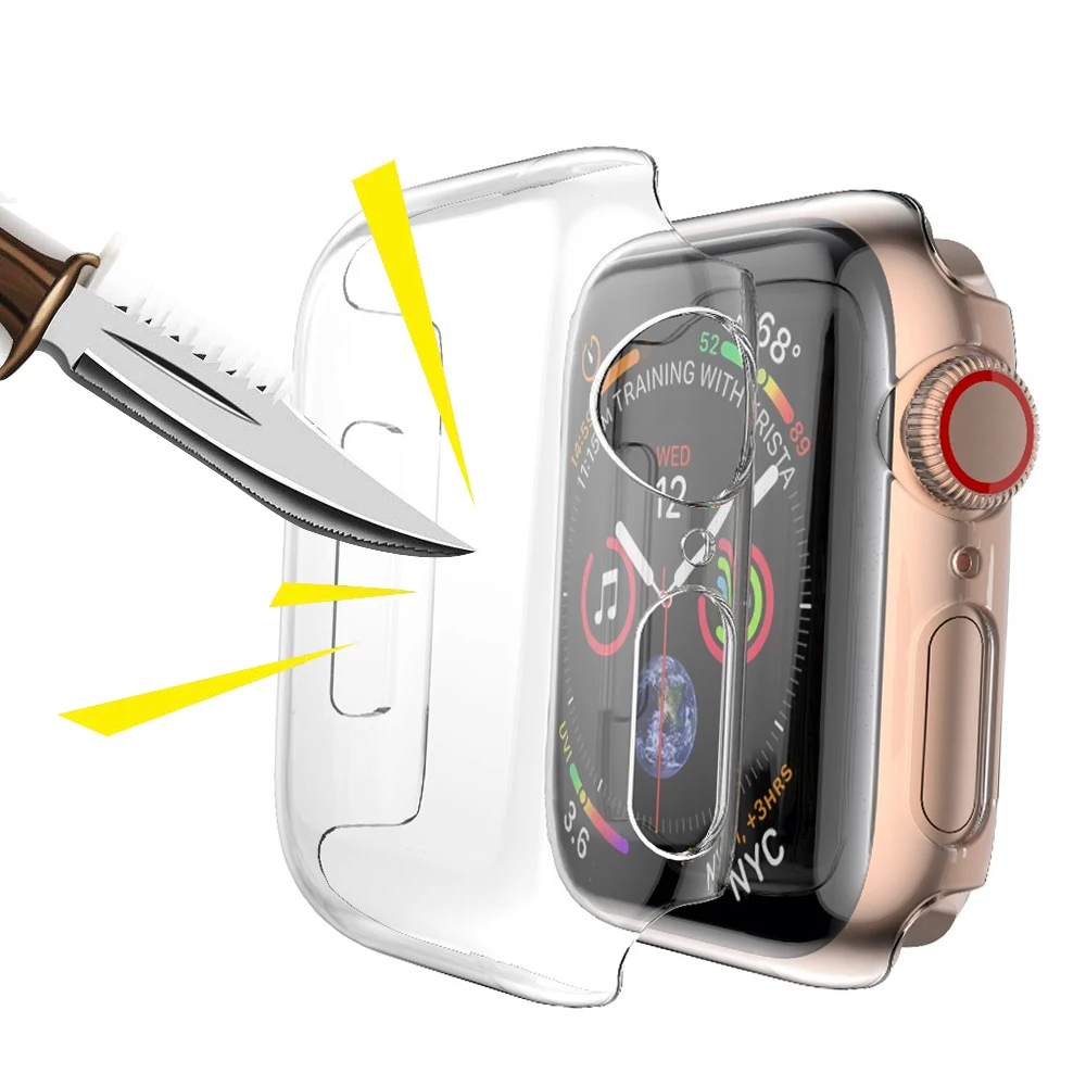 Чехол для apple watch 4 3 чехол iwatch band 42 мм 38 44 40 прозрачная защитная пленка