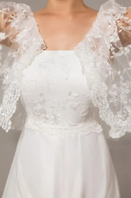 VENSANAC Boat Neck Lace Appliques Sweep Train A Line Wedding Dresses 2018 Ruffles Short Sleeve Backless Bridal Gowns | Свадьбы и