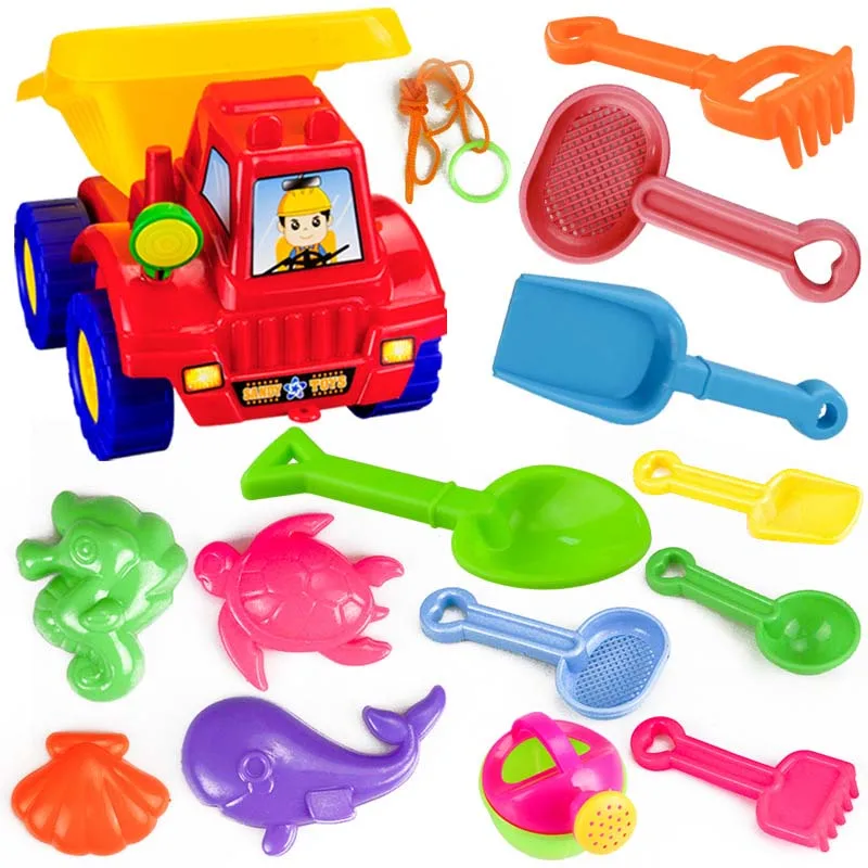 14Pcs/set Children's Beach Toys Plastic Shovels Rakes Watering Pot Educational Pool Sand Toy For Kids Play Games Gift CL5649 | Игрушки и