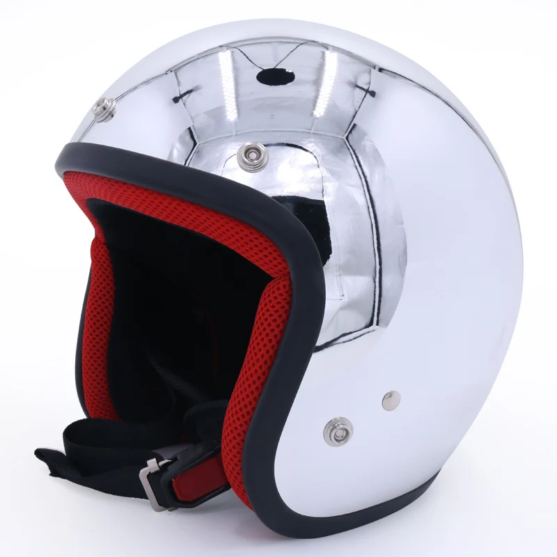 Зеркальные Серебристые хромированные шлемы Vespa с открытым лицом мотоциклетный