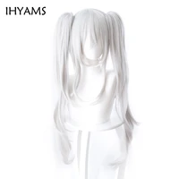 azur lane cosplay wig 80cm silver white long heat resistant synthetic wig azur lane vampire wig halloween wig cap