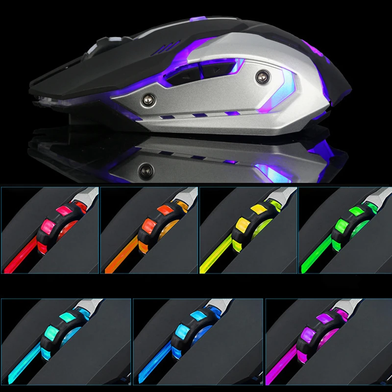 Новая беспроводная игровая мышь 2 4 ГГц USB 3D wheel 1200 DPI 6 клавиш X7 зарядка Бесшумная