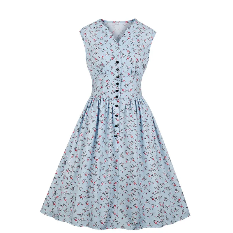 Женское винтажное платье с V-образным вырезом без рукавов | Женская одежда