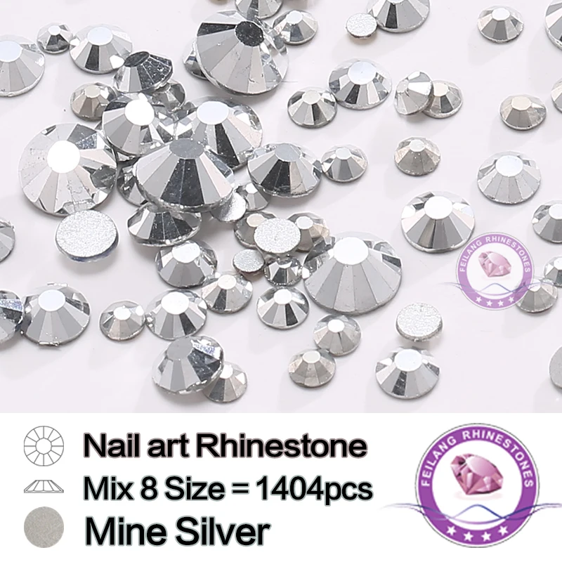 Не горячая фиксация микс 8 размеров Mine Silver t дизайн ногтей без горячей фиксации