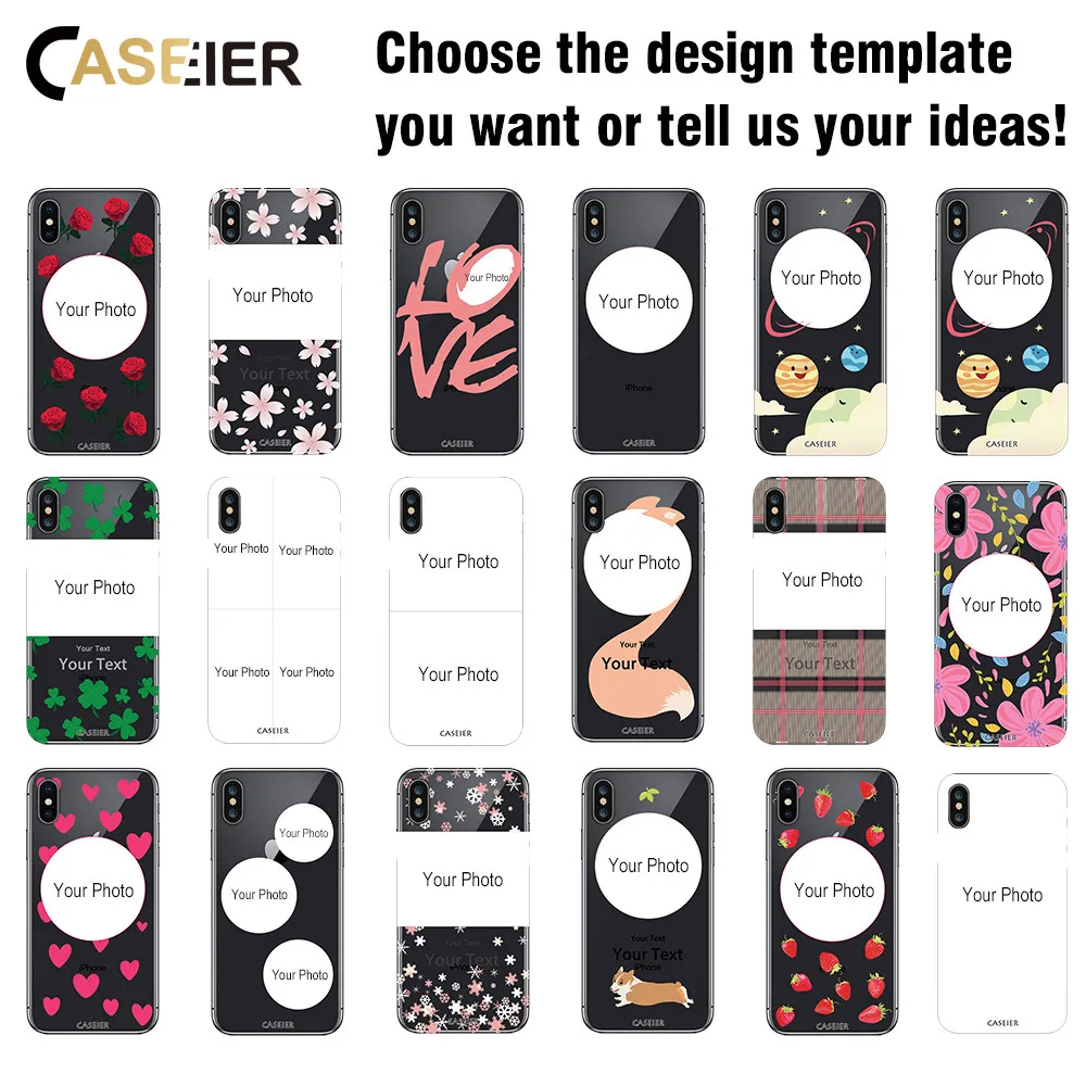 CASEIER заказной чехол для iPhone 6 6s 7 8 Мягкий ТПУ силиконовый X Plus 5 5S SE роскошный DIY