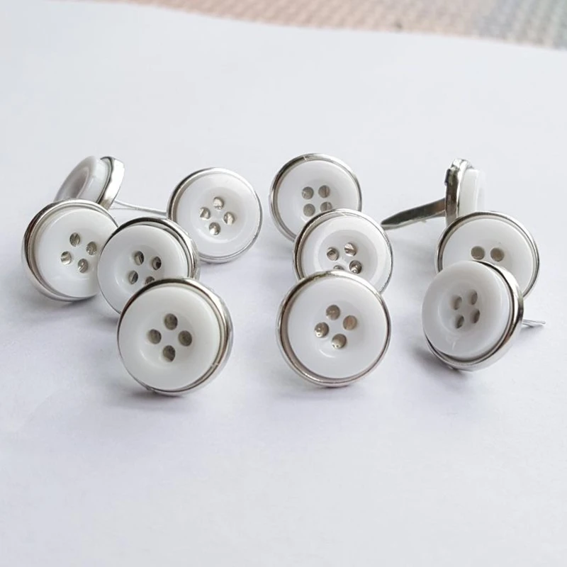 

300pcs 12mm Button Brads Scrapbooking Decoration Paper Craft Wedding Invitation Card Album Doll Patchwork White Color Optional