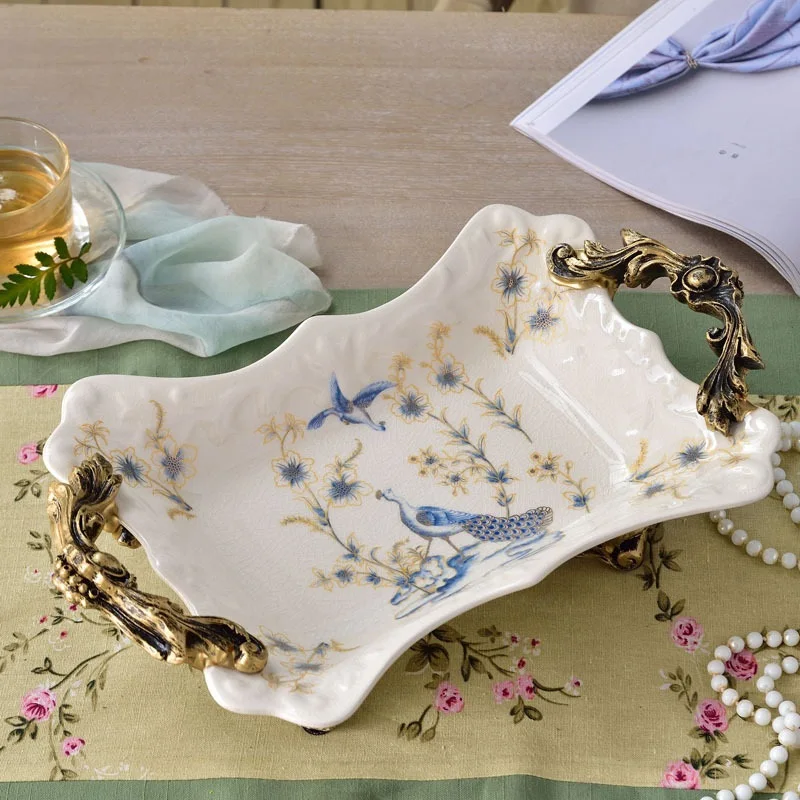 Керамическая тарелка для фруктов в Европейском стиле современный модный простой