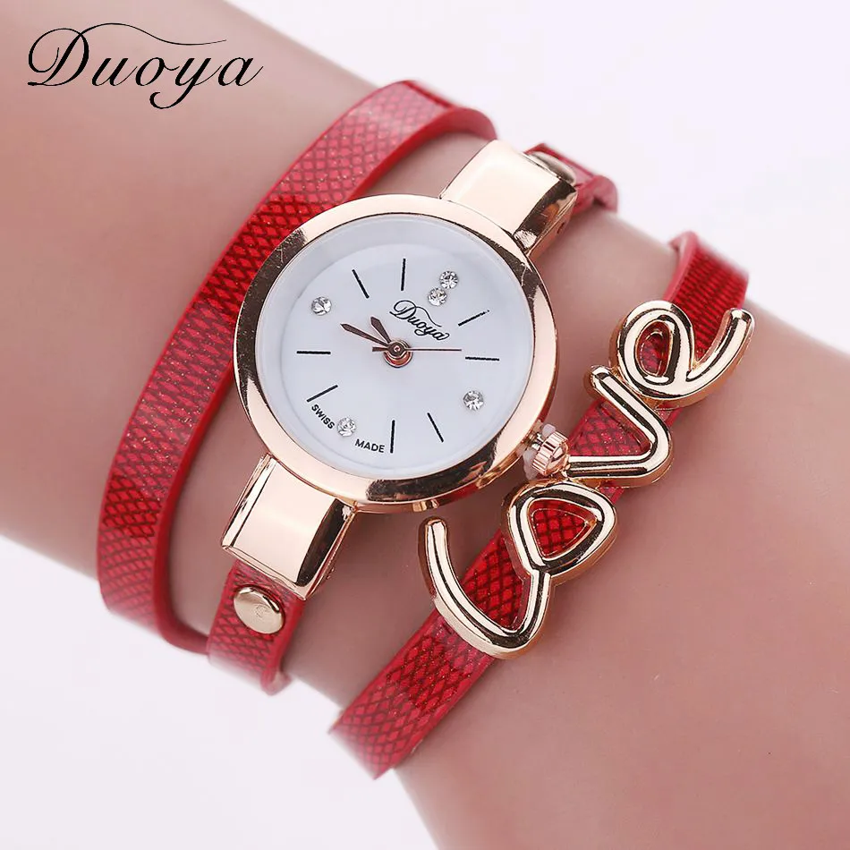 

Duoya Brand 2019 Quartz Watch Women Love Handmade Bracelet Wristwatch Fashion Casual Strap Dress Watches Women Style Watch QC7