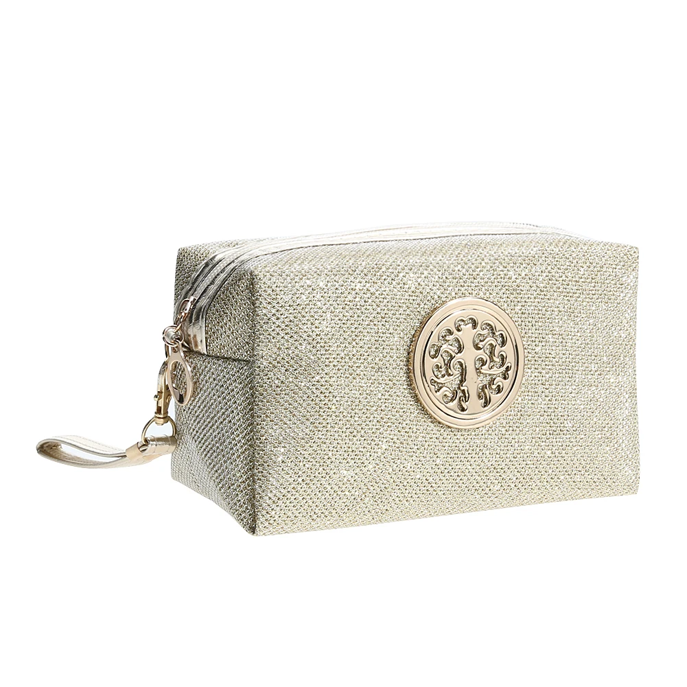 Женская мини сумка для макияжа сумки с принцами косметичка блестками Золотая