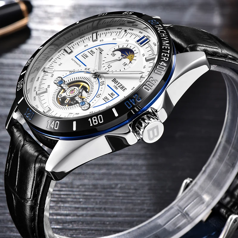 

BOYZHE Transparent Mens Watches Mechanical Automatic Sports Men's Watch Men Tourbillon Waterproof Horloges Mannen erkek saat