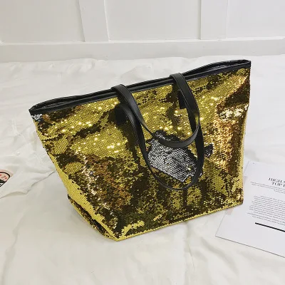 yellow Красочная пляжная сумка с блестками, простая сумка на плечо,, кристальная Сумка-тоут, Женская вместительная сумка для покупок, женские сумки, дизайнерские - Цвет: yellow