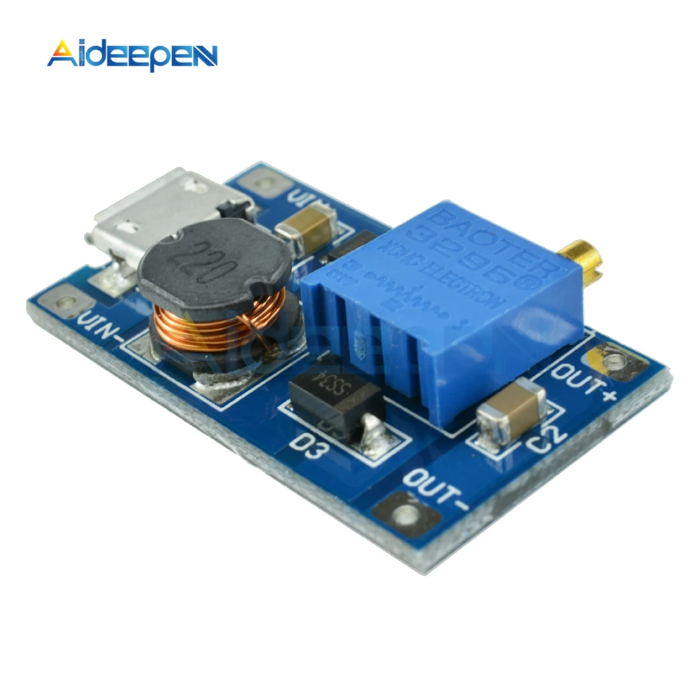 5 шт. Повышающий Модуль MT3608 DC 2 а с MICRO USB в 24 до В 9 12 28 в|Детали и аксессуары для