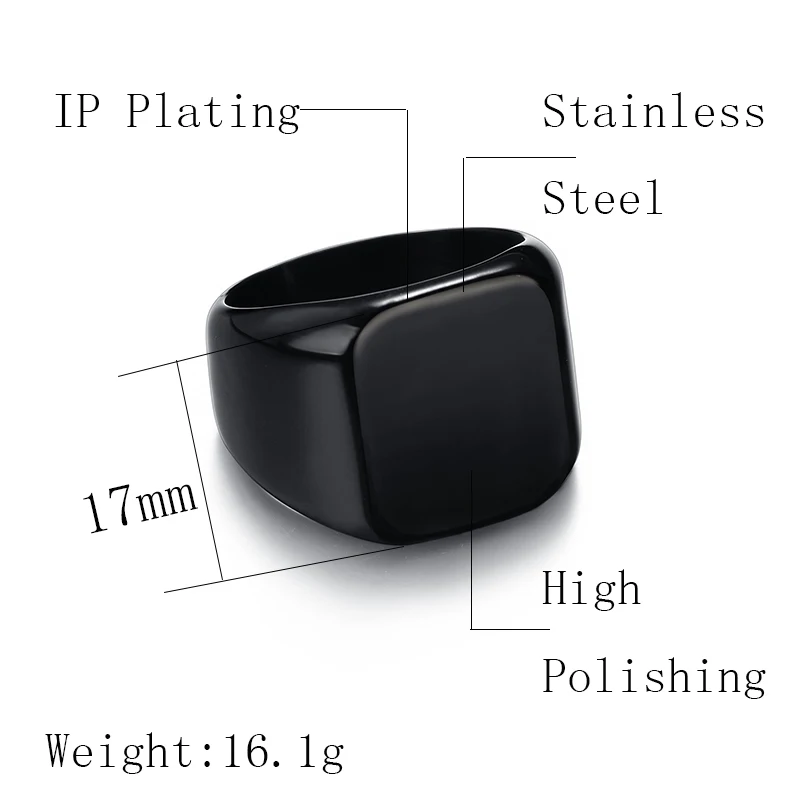 Nextvance Polishing Engraved Signet Ring Square Big Wide Band Название кольца Персонализированный подарок