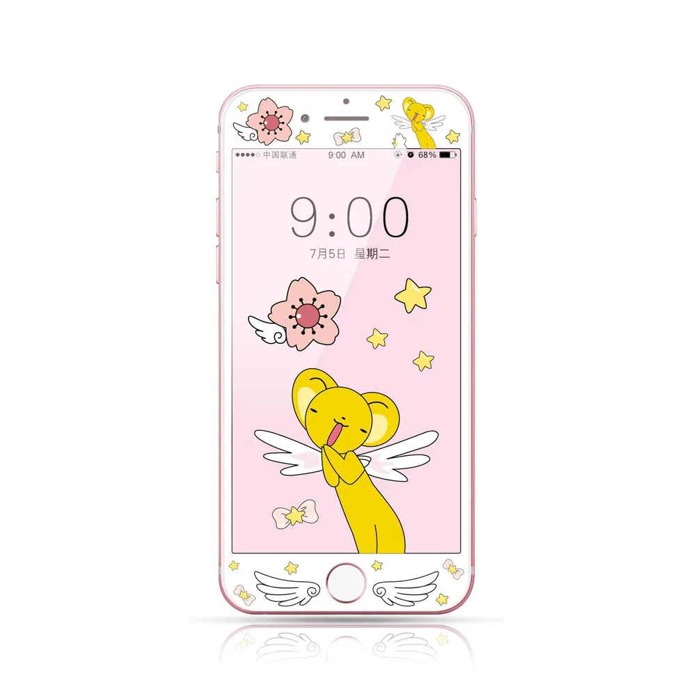 3D углеродное волокно мультфильм Закаленное стекло пленка для iPhone 6 6s 7 8 Plus Kitty Doraemon мышь Кумамон защитный экран протектор - Цвет: M128