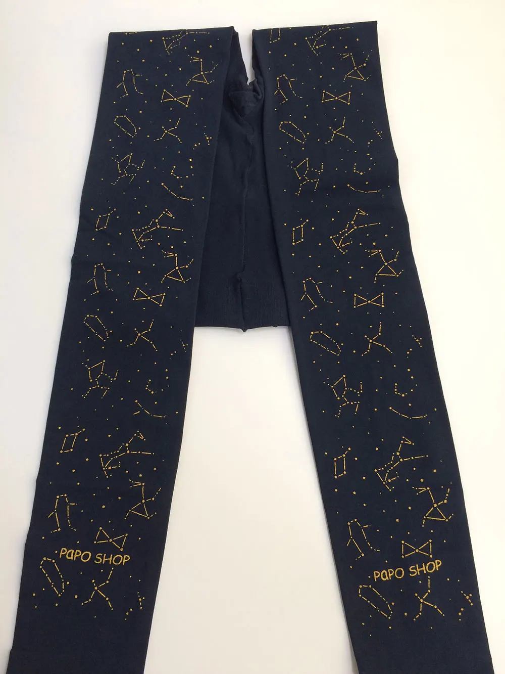 Колготки с принтом Galaxy River трехцветные (черный синий белый) бархатные колготки