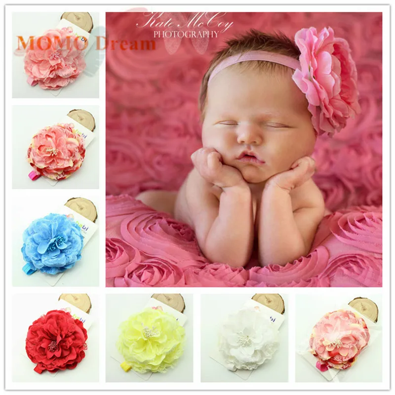 Пион цветок Кружева Головная Повязка Дети Цветочным Узором Аксессуары Для Волос