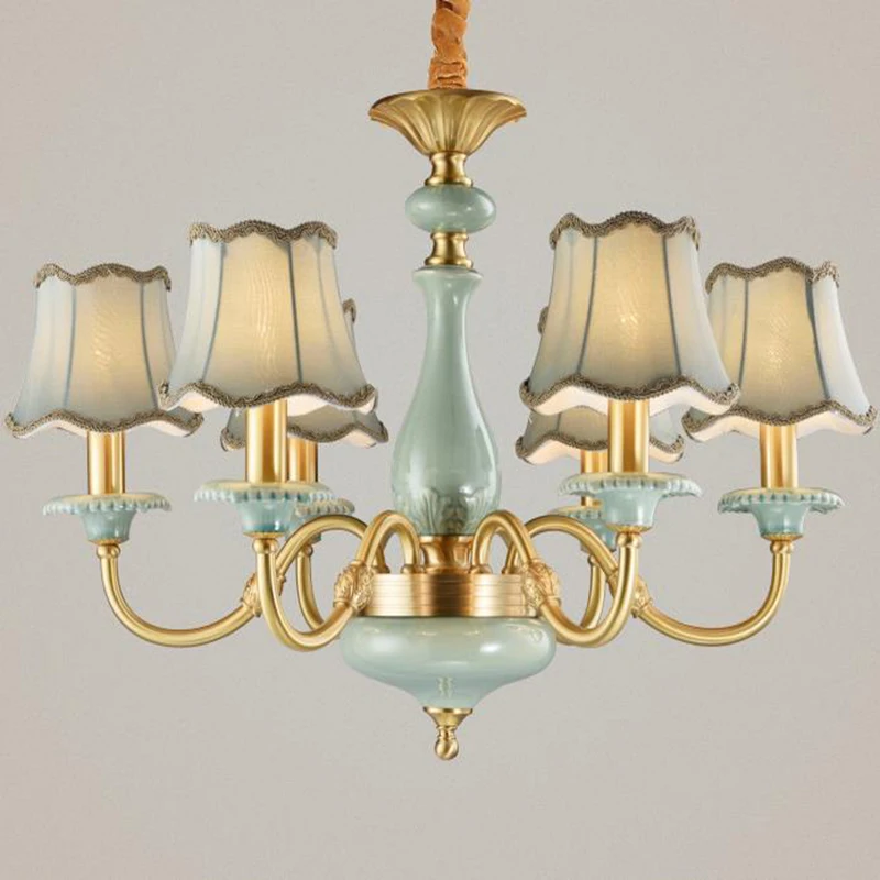 

Vintage copper LED Chandelier light Traditional ceramic home lighting fixture retro living room dinning room LED Chandelier lamp