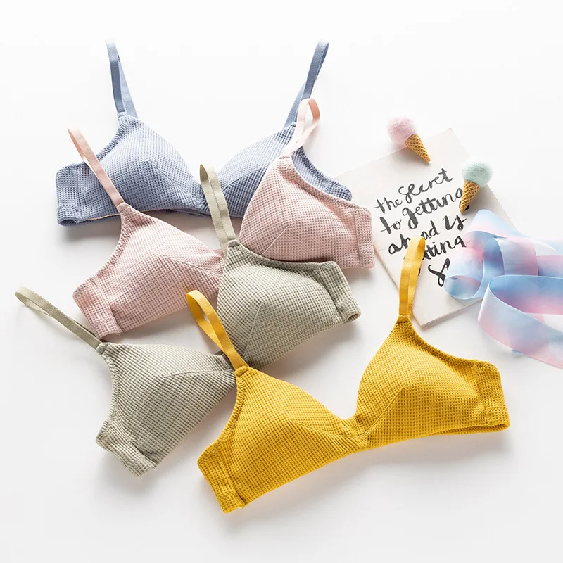 Студенческое нижнее белье в клетку с треугольными чашками хлопковый бюстгальтер