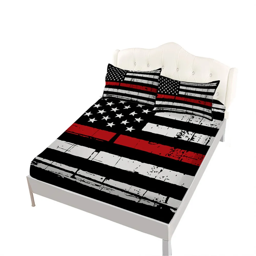 

Independence Day American Flag Sheet Set Patriot Theme Bed Linens King Queen Fitted Sheet Deep Pocket Bedding Pillowcase D35