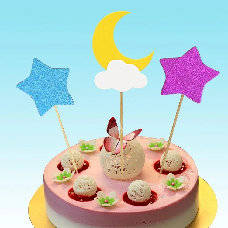 9 шт. украшения для торта в виде звезд и лунов|star and moon|cupcake pickscupcake cupcake |