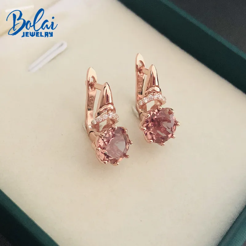 Bolai, серьги-гвоздики из розового золота с нано диаспорой, серебро 925 пробы, меняющие цвет, драгоценный камень зултанит, хорошее ювелирное изделие для женщин, свадебные