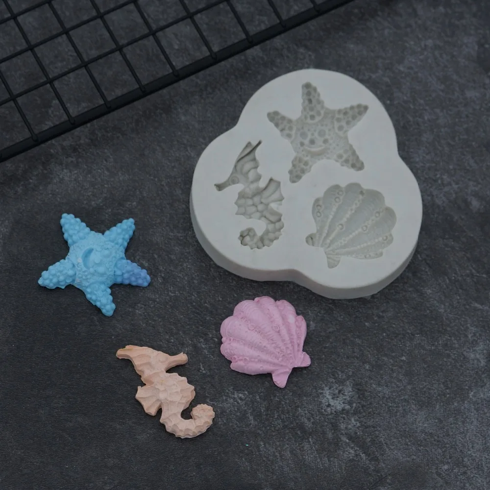 

Starfish Silicone Mold Sugarcraft Fondant Cake Decorating Tools Gumpaste Chocolate Shell Sea Horse Molds