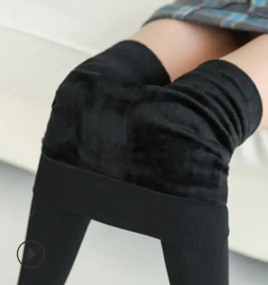 8 цветов, 10-20 градусов Цельсия, плотные теплые женские колготки, зимние Бархатные колготки с жемчугом, женские колготки с высокой талией, компрессионные колготки 439 - Цвет: black