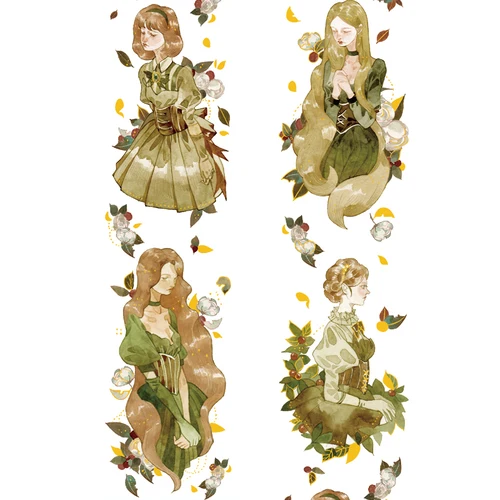35MMx5M girl green Специальные чернила бронзирующие сладкая девочка DIY ручные наклейки аниме Васи клейкие канцелярские наклейки Скрапбукинг - Цвет: 35MMx5M girl green