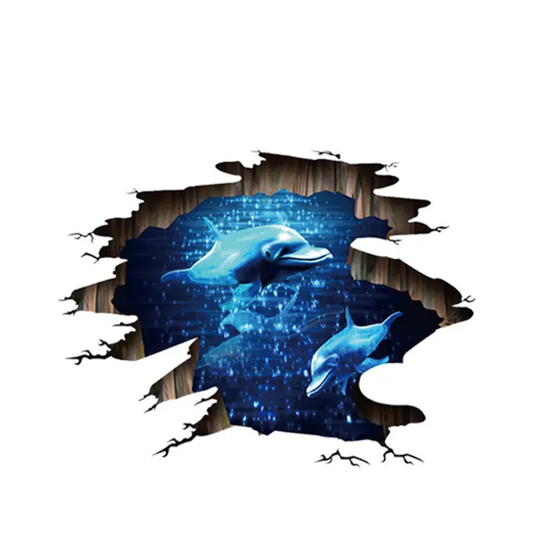 3d Deep Sea Dolphin Fish Floor Stickers For Bedroom Living Room Home Decoration Diy Creative Wall Mural Art Pvc Decals |