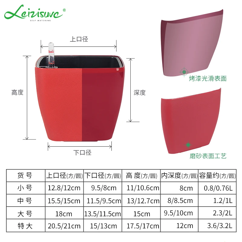 Desk Square Round Green Rose Succulent Plant Lazy Flowerpot Trumpet Automatic Water Absorption Flowerpot Plastic