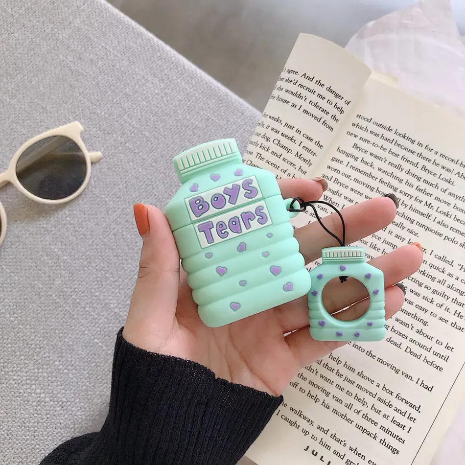 214-I 3D силиконовый чехол для наушников для Airpods 2 Чехол милый цвет «Boys Tears» чехол для Apple Air pods чехол для наушников для Earpods RingStrap - Цвет: 214-I