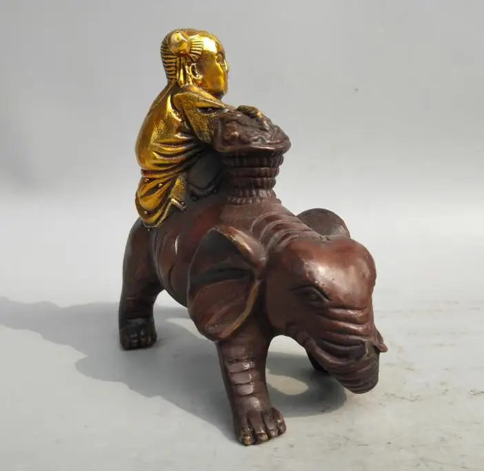 

Collection archaize brass boy Riding elephant statue