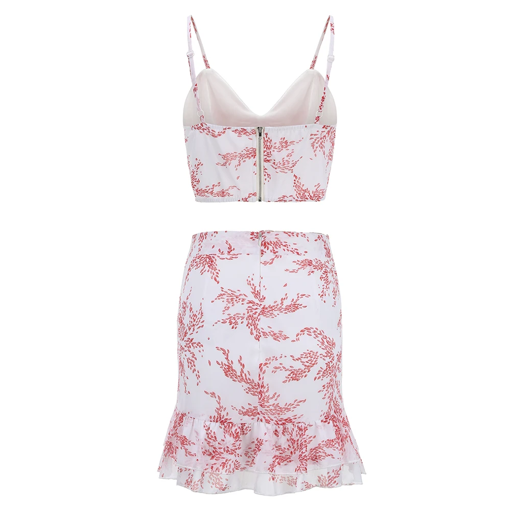 Женский комплект из двух предметов Joineles топа и юбки с цветочным принтом оборками